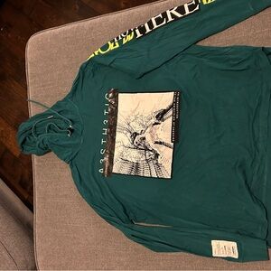 Teal Hoodie with Graphic Print